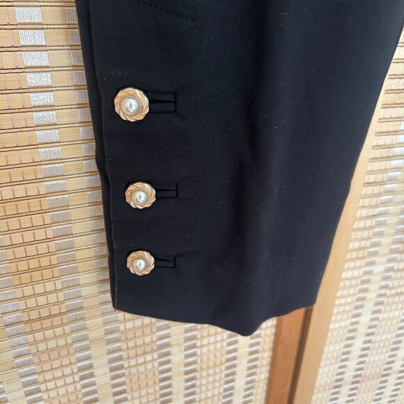 Chico's Black Slim-Fit Pants With Pearl Button Details On Cuffs Size M - Picture 3 of 10